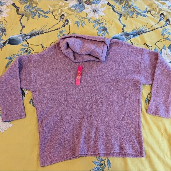 CATHERINE malandrino purple turtle neck oversized sweater nwt sz l - Picture 2 of 6